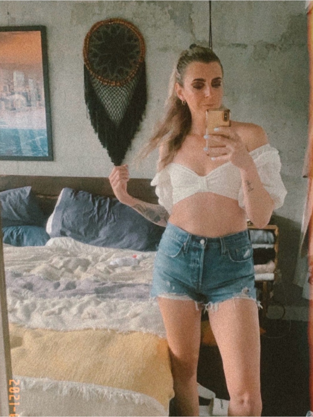 Levi's Blue Denim High-Waist Jean Shorts